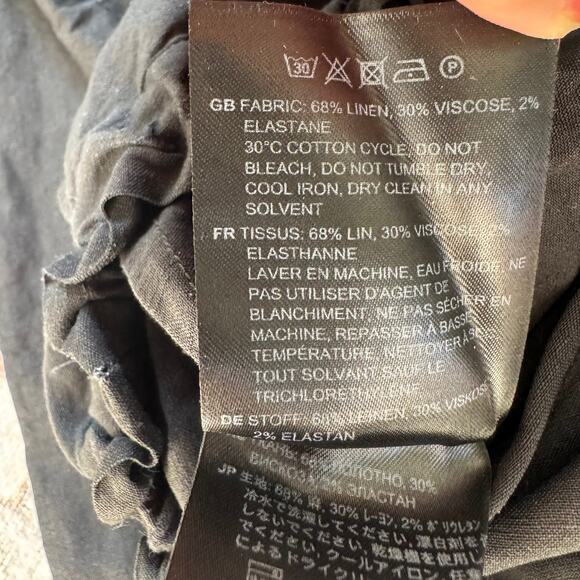 TOTEME Black Stretch Linen Slacks Wide Leg Elastic Waist Pant- 32 EU /0 US - Picture 8 of 11